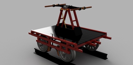 hand car pump trolley handcar pumptrolley train miningcar mechanical sprocket pinion hobby diy parts mun ny re pare kid robot solve 3d print model - Mito3D