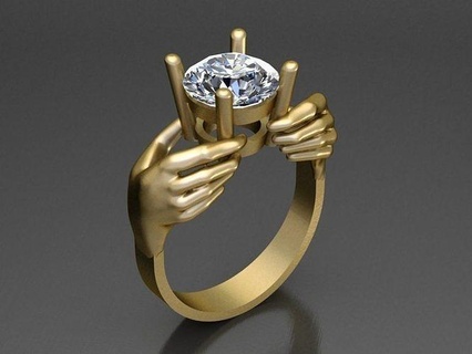 hand gem ring handring finger rings gold printable silver fashion minimal artistic art modern model modeling jewelry sculpting gift design 3d print model - Mito3D