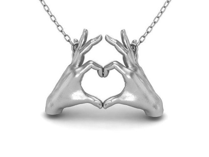 main cœur imprimable 3d pendentif bijoux or argent bijou mains cadeau pendentifs 3d print model - Mito3D