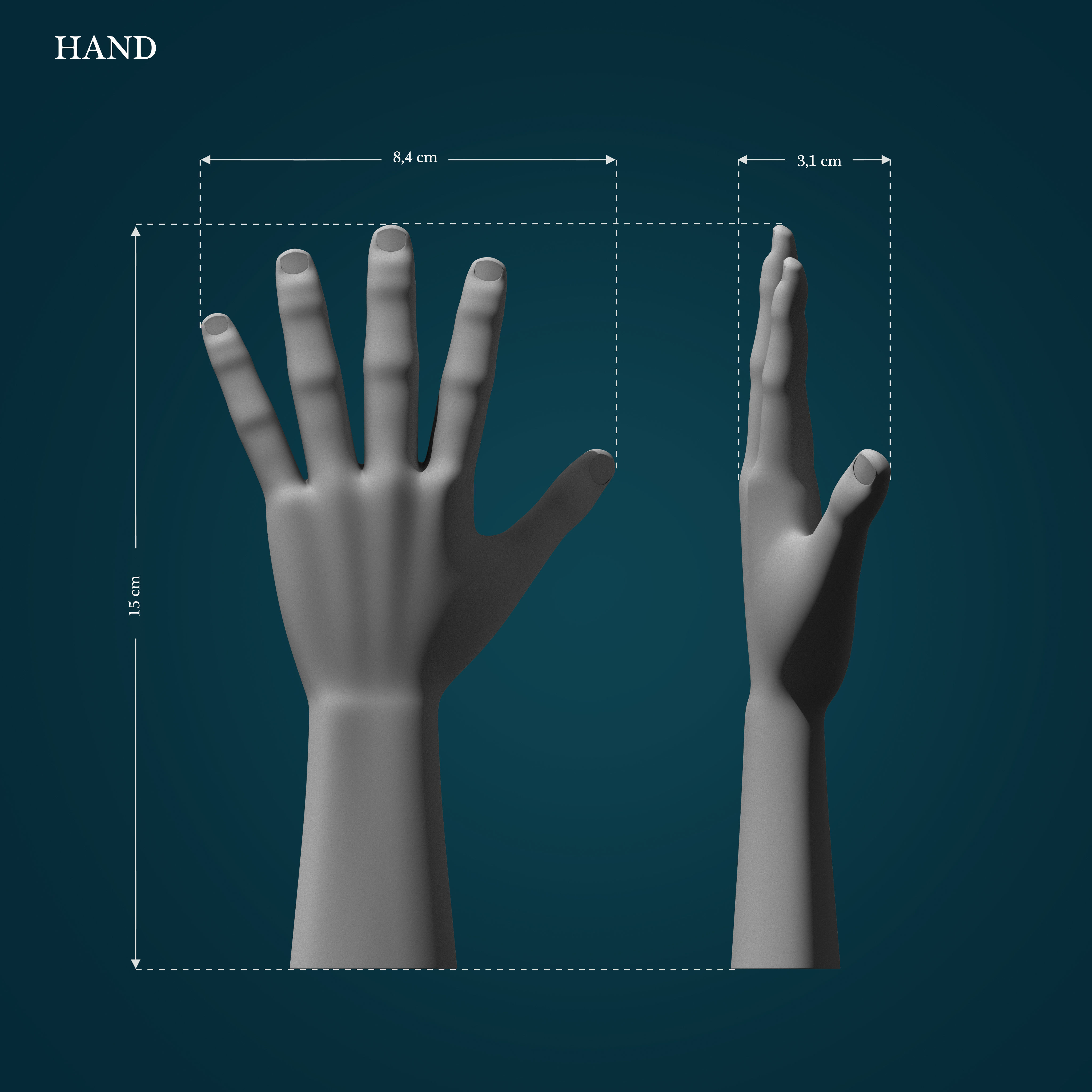hand model finger nail palm lowpoly highpoly printable 3dprint body bodypart touch games toys 3D print model - Mito3D