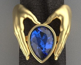 hand birne ring silber gold drucken schmuck diamant juwel druckbar mode weiß sterling engagement platin hochzeit brillant schönheit ringe 3d print model - Mito3D
