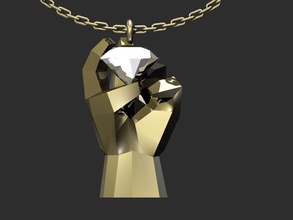hand pendant gold silver diamond facets geometric jewelry pendants 3d print model - Mito3D