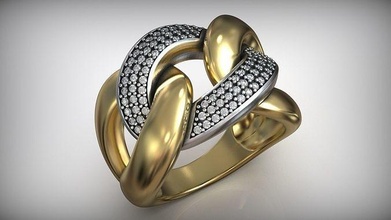 Hand Ring kubanisch Kette Diamant Verknüpfung Diamanten Miami Luxus Gold 3d print model - Mito3D