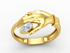 hand ring mode diamant druckbar silber platin engagem brillant gold schmuck engagement ringe 3d print model - Mito3D