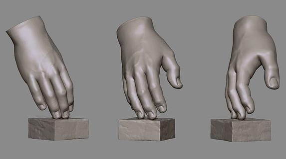 hand sculpture 1 hands fist palm finger pointing male anatomy imm immbrush brush ztool zbrush realistic model character art sculptures 3d print model - Mito3D