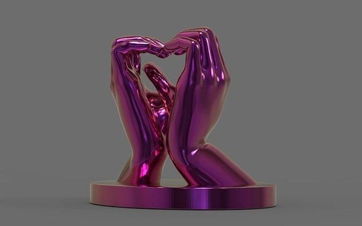 hands heart gesture love symbol valentines day valentine hand jewel art sculptures 3d print model - Mito3D