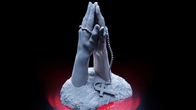 hände beten to statue skulptur jesus religion christian kreuz liebe felsen hand kunst kranz cgdroid frau religiou objekt bibel skulpturen 3d print model - Mito3D
