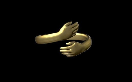 mani squillare anello mano gioielleria anatomia anelli oro dita abbraccio carattere dito corpo umano uomo argento stampabile 3d print model - Mito3D