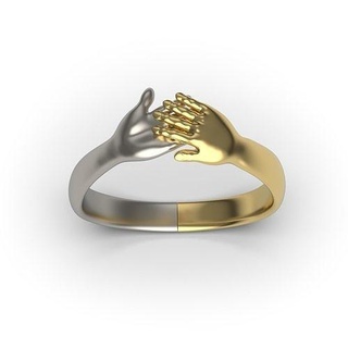 eller yüzük 3 tasarım elmas moda altın takı yazdırılabilir gümüş düğün vintag sarılmak avuç içi fırça el tokalaşma dostluk sterlin yüzükler 3d print model - Mito3D
