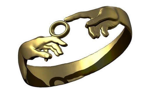 mãos anel pedra humano moda arte joalheria prata ouro homem mulher Deus religião Jesus Cristo argolas 3d print model - Mito3D