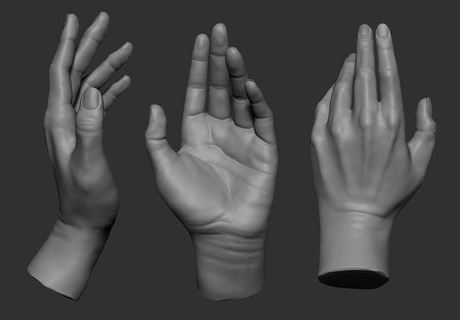 hands three different hand body fingers finger anatomy human sculpt statue art sculptures 3d print model - Mito3D