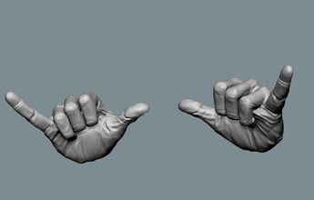 hang loose hands hand gesture human action figure man custom art sculptures 3d print model - Mito3D