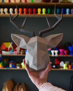 hanging deer head poly hook universal ready print lowpoly decor animal readytoprint tixen house 3d print model - Mito3D