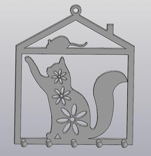 hanging key holder cat mouse design family decoration kitty kitten home decor house pet shape 3d print model - Mito3D