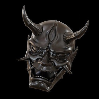 hannya máscara bk4d diseño oni samurai japonés demonio tsushima Japón decoración Arte mascarada esculturas 3d print model - Mito3D