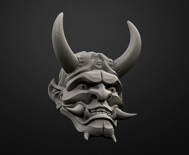 hannya máscara colgante pendiente imán 3 oni samurai japonés colección decoración cosplay mascarada juego festival demonio mitos fantasma of tsushima refrigerador esculturas moda 3D print model - Mito3D