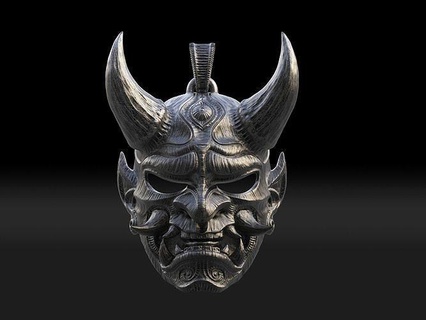 hannya maschera pendente oni samurai collana 3d modello giapponese collezione decorazione Festival demone fantasma tsushima Giappone kabuto leggenda noh kabuki gioielleria ciondoli 3d print model - Mito3D