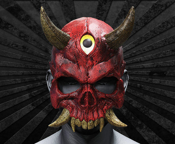 hannya Schädel Maske oni Dämon Hörner Cosplay Japan japanisch Bushido Samurai Halloween mempo Kabuki Kostüm Spiel Zubehör Anime Spiele Spielzeuge 3D print model - Mito3D