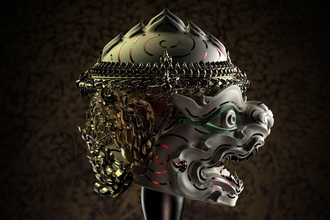 hanuman khon máscara casco tailandés patrón 3d impresión arte esculturas 3d print model - Mito3D