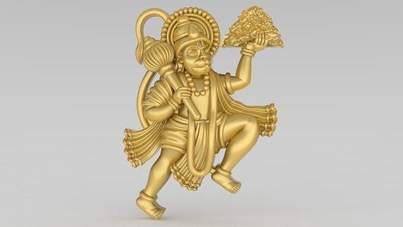 Hanuman ji hanumanji bajrangwali Arte murti Dios deidad religioso objeto colgante pendiente esculturas joyería joya colgantes 3d print model - Mito3D