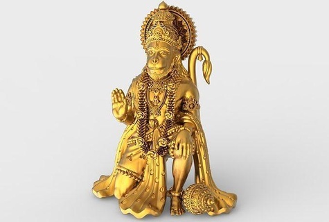 Hanuman ji Gold Schmuck Halskette bagwan Antiquität Charakter Anhänger Bharat indisch Hochzeit murti Avatare Religion Skulptur Statue abwenden Kunst 3d print model - Mito3D