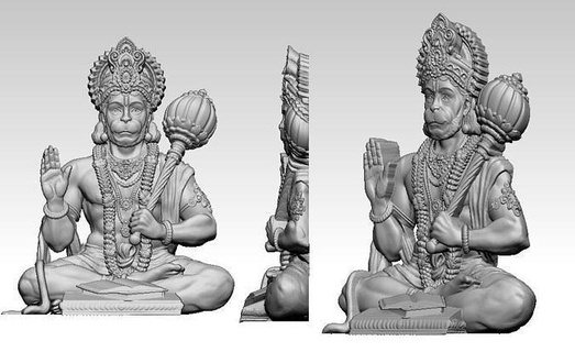 Hanuman ji 3d modelo Dios bajrang bali bala mono India hindú volador escultura alivio bas canalla imprimible estatua Arte esculturas joyería joya colgantes 3d print model - Mito3D