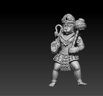 Hanuman ji idol 3d Yazdır model hanımefendi sarkık geleneksel şekil heykelcik adam Sanat heykel takı kolye 3d print model - Mito3D