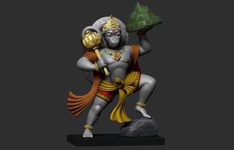 hanuman ji idol bajrangi mahavir lord hindu statue indian ram parvat gada sanjivani buti colored miniatures figurines art sculptures 3d print model - Mito3D