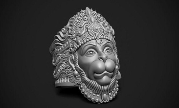 hanuman ji ring god indian hindu religious monkey ape 3d face floral detailed shree ram jewelry rings 3d print model - Mito3D