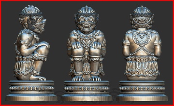 hanuman, o macaco rei hanuman mmonkeyking sentar-se sentado holymonkey santo amuleto de sorte charme luckycharm prata ouro cavaleiro jóia jóias outros 3d print model - Mito3D