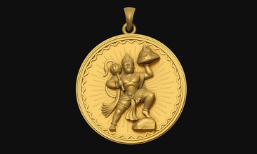 hanuman anhänger bajrang bali münze indisch kunst ramayan mythologie schmuck 3d print model - Mito3D