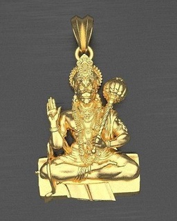 hanuman pendant hanumanaji india god 3d model free deity buddha ganesha rickshaw gold silver religiou cathedral gift download jewelry pendants indian 3d print model - Mito3D