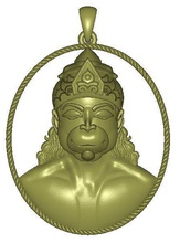 hanuman pendant gold art jewelry printable antique pendants 3d print model - Mito3D