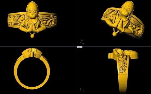hanuman ring jewelry man art sculpture gold religion indian rings 3d print model - Mito3D