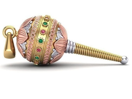 hanumanji gada - weapon hanuman pendant god art hindu indian jewellery diamond 3d 3dprint lord bajrangi jewelry pendants 3d print model - Mito3D
