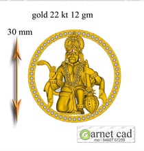 hanumanji jewelcad expediente oro diseño arte dios hindú joyería joya colgantes 3d print model - Mito3D