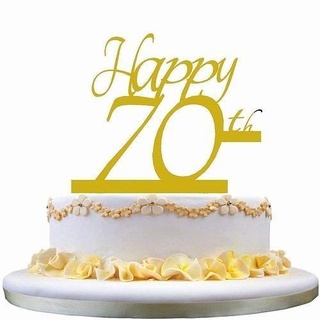 heureux 70th anniversaire gâteau topper mariage fête art panneaux logos 3d print model - Mito3D
