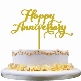 glücklich Jahrestag Kuchen Topper Hochzeit Party Kunst Zeichen Logos 3d print model - Mito3D
