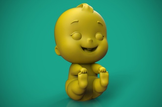 happy baby cartoon games-toys infant child playing laughing smiling toy games toys 3d print model - Mito3D