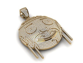 happy face pendant jewelry 3d cad gold rhino print matrix charm pendants 3d print model - Mito3D