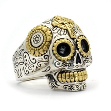 happy skull man ring jewelry jewel design printable zbrush 3d model rings 3d print model - Mito3D