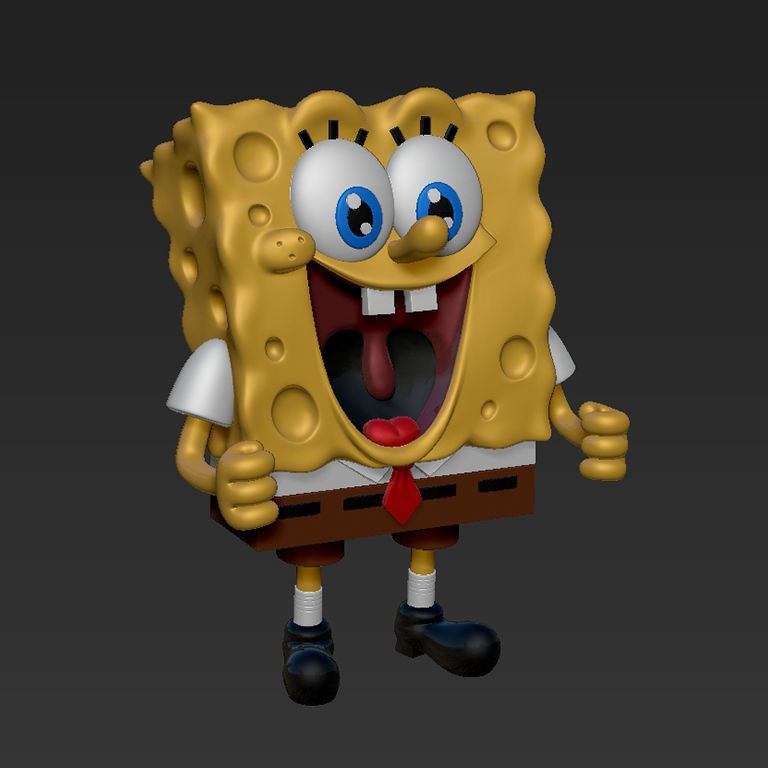 contento bob esponja pantalones cuadrados 3d impresión monitor juguete miniatura escritorio 3dprint lindo personaje juegos juguetes 3D print model - Mito3D