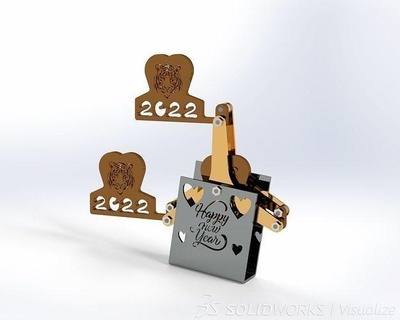 heureux tigre an Nouveau jouet cnc laser Couper 2022 3dprinting art pièces monnaie badges 3d print model - Mito3D
