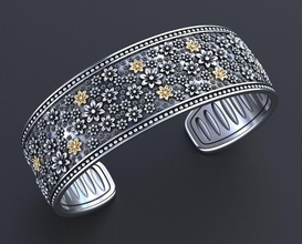 dur de bracelet fleurs 349 bijoux 3dprinted la conception mode or joyau d'impression printabl imprimable l'impression le prototypage d'argent les bracelets 3d print model - Mito3D