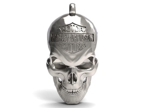 harley davidson skull moto bas relief ride bike art fashion jewelry pendants 3d print model - Mito3D