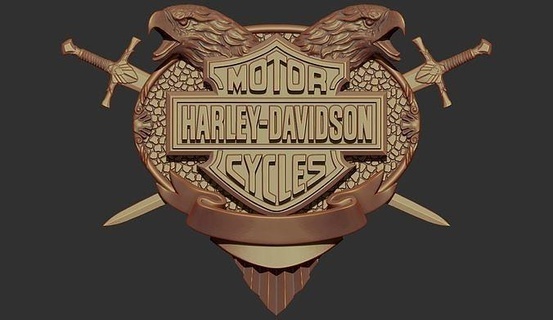Harley Davidson bas soulagement stl modèle cnc 3d imprimante sculpté sculpture moto moteur emblème logo bicyclette impression crâne mysticisme figurines figurine symbole imprimable Aigle tête art panneaux logos 3d print model - Mito3D