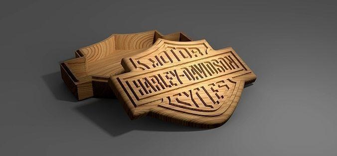 harley davidson box eps svg cnc router container storage decoration cokkie jewellery wood vcarve motorcycle engraver machining house decor 3d print model - Mito3D
