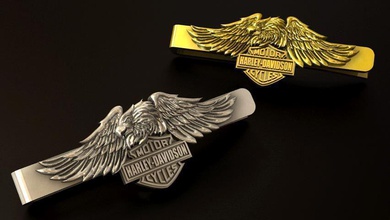 harley davidson aigle attacher agrafe pince cravate argent or oiseau faucon bijoux costume mouche aile décoration liée 3d print model - Mito3D