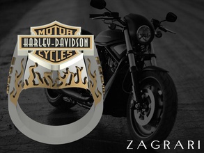 harley davidson ring jewelry design gold jewel jewellery bike wheel symbol shining rings 3d print model - Mito3D