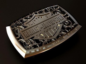 harley davidson silver belt buckle bike biker fashion gold beltbuckle sign belts 3d print model - Mito3D